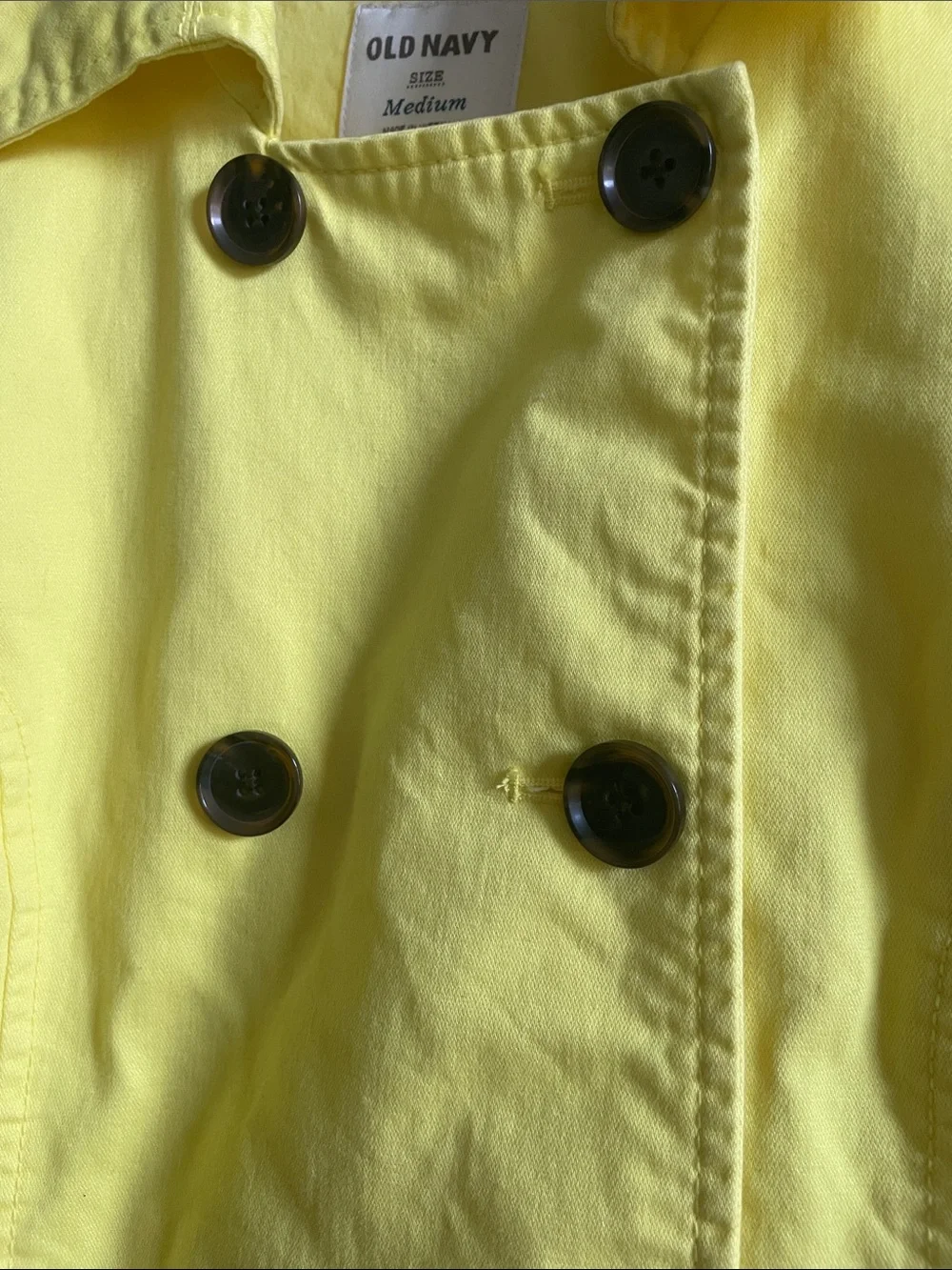 Old Navy Bright Yellow Double-Breasted Peacoat Jacket